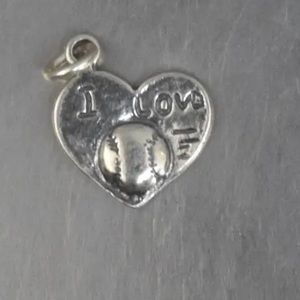 Sterling Silver Love Baseball Pendant